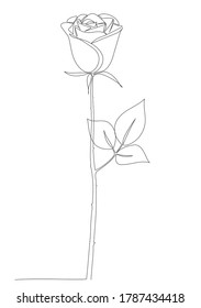 Icono de flor rosa. Dibujo continuo de una línea. Ilustración vectorial,ilustración vectorial para camiseta.