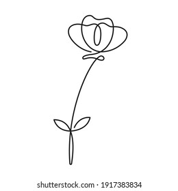 Rosenblumensymbol. Kontinuierliche Zeichnung einer Linie. Vektorgrafik