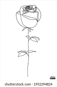 Rose flower icon. Continuous one line drawing. Minimalist art. One line drawing. Continuous line drawing. Vector illustration,vector illustration for for t-shirt, cup,tattoo,decoration and printing.