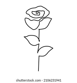Icono de flor rosa. Dibujo continuo de una línea.
