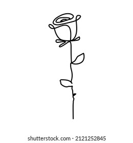 Rose flower icon. Continuous one line drawing.