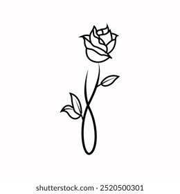 Rose flower icon. Continuous one line drawing.