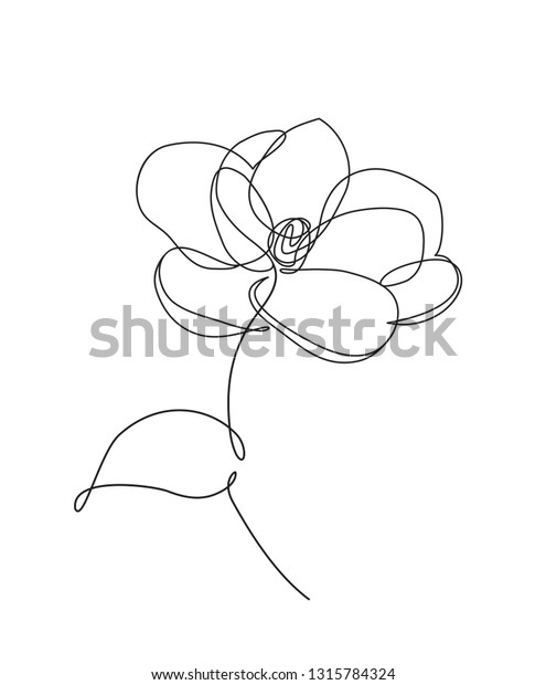 Rose flower icon. Continuous one line drawing.