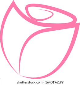 Rose Flower Icon - Isolated On White Background - Vector. Flat Rose Flower Logo. Simple Flower Icon For Tulip Template, Spa Label, Floral Logo, Wellness And Blooming Rose Icon