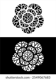 El logotipo del icono de la flor de rosa, una combinación de ramas, fondo blanco y negro, para la comercialización en anuncios o productos, crea una impresión elegante y fuerte jpg formatvektor.eps