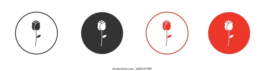 Ícone de flor de rosa Logos. Modelo de design de ícone de vetor plano