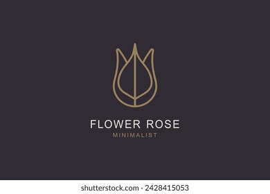  Rose flower icon minimal logo design. Beauty aesthetics vector art.
