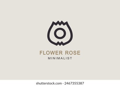 Icono de flor de rosa con diseño de logotipo mínimo. Arte vectorial de estética de belleza.