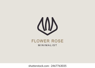 Rose flower icon minimal logo design. Beauty aesthetics vector art.