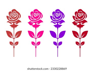 Icono de flor rosa sobre fondo blanco. Ilustración vectorial en estilo plano