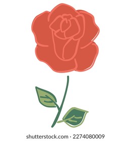 Rose flower icon set, Vector hand drawn doodle illustration. 