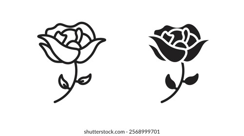 Rose flower icon set vector graphics designs