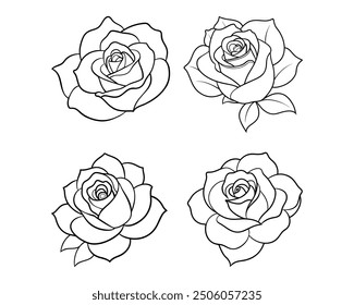 Icono de flor de rosa. Silueta de la flor. Ilustración vectorial.