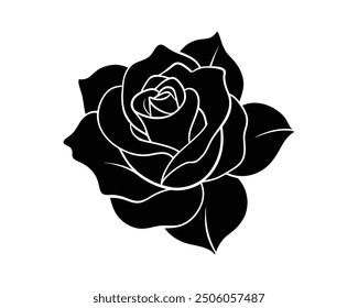 Symbol für Rosenblume. Blumen-Silhouette. Vektorgrafik.