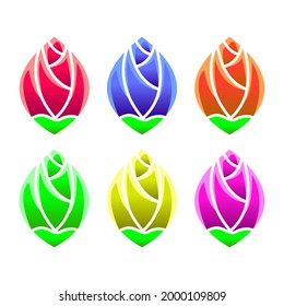 Rose Flower Icon Vector Design Collection