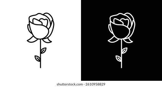 Rose flower icon Vector isolated outline drawing.