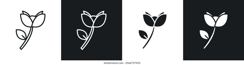 Rose flower icons in Thin line black color. flat simple vector symbols illustration.