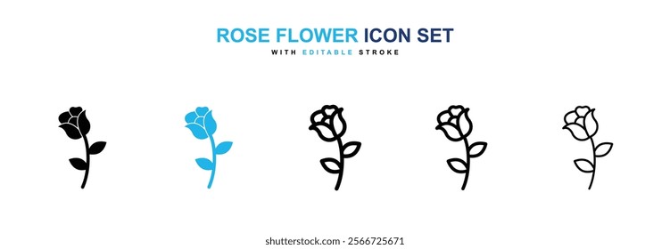 Rose flower icons vector collection pack.