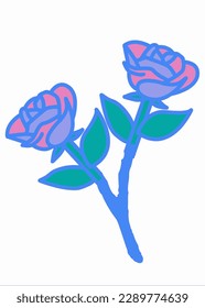 rose flower illustration with color and blank