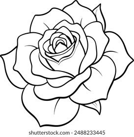 Ilustración de flor de rosa, patrón de línea. Ilustración de Vector. Página de libro para colorear.
