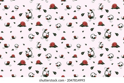 Rose flower illustration seamless pattern design vector eps format