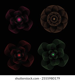 Rose flower illustration set,colourful rose ,abstract background.