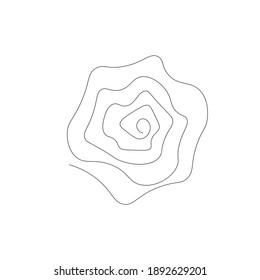 Rose flower isolated on white background. Continuous line drawing. Vector illustration