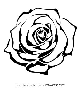 Flor de rosa aislada en un fondo blanco. Diseño de tatuajes florales. Ilustración en blanco y negro del vector