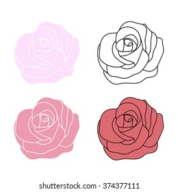 Rose Flower isolated on white background, vector