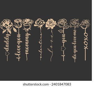 Rose Flower Laser Cut Bundle Design 