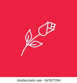 rose flower with leaf line icon