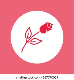 rose flower with leaf simple icon