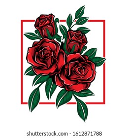 rose flower with leaf vector