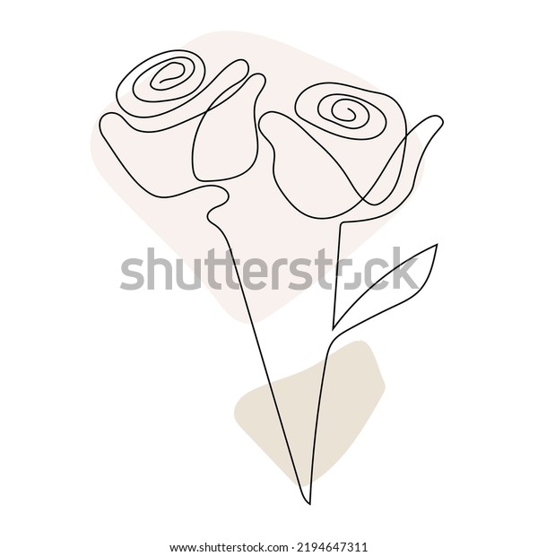 Rose Flower Line Art Contour Drawing Stock Vector Royalty Free