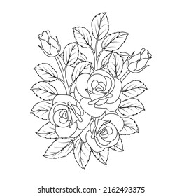 Rose Flower Line Art Illustration Design Stock Vector (Royalty Free ...