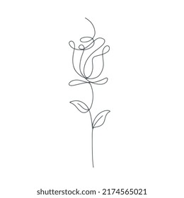 Rose flower line art vector illustration