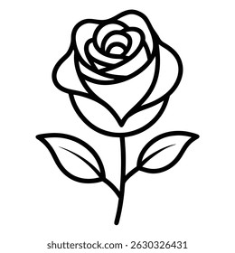Rosa flor linha arte vetor ilustração sobre fundo branco
