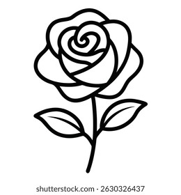 Ilustración vectorial de arte de línea de flor de rosa sobre fondo blanco