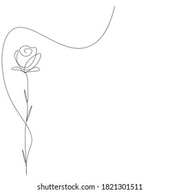Rose flower line drawing. Vector illustration