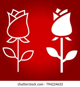 Rose flower line and glyph icon, valentines day and romantic, love sign vector graphics, a linear pattern on a red background, eps 10.