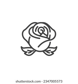 Rose flower line icon. linear style sign for mobile concept and web design. Rose flower outline vector icon. Symbol, logo illustration. Vector graphics