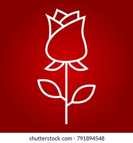 Rose flower line icon, valentines day and romantic, love sign vector graphics, a linear pattern on a red background, eps 10.