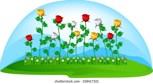 Rose flower line vector abstract style design