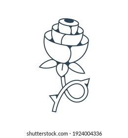 Rose flower line vector icon