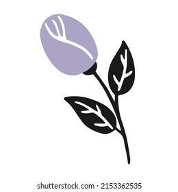 A rose flower in a linear doodle style. Vector isolated illustration.