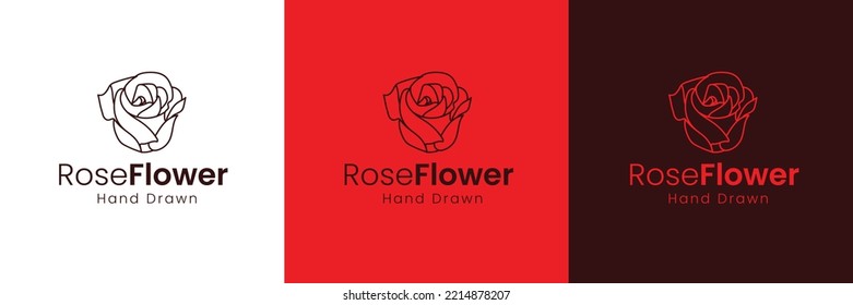 Rose Flower Logo abstract Beauty Spa salon Cosmetics brand Linear style. Looped Leaves Logotype design vector Luxury Fashion template.