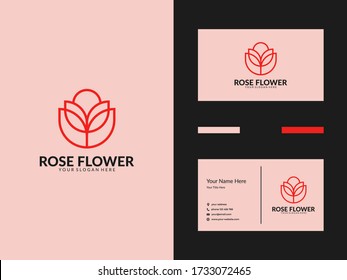 rose flower logo and business card template