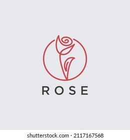 rose flower logo design with line graphic concept