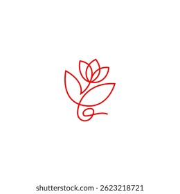 flor de rosa logotipo design estilo linear