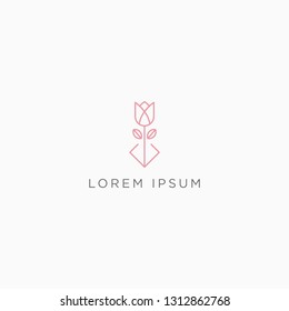 Rose Flower Logo Design. Flower Store, Cosmetics, Spa, Beauty salon Decoration Boutique vector logo. Floral logo. Luxury, Minimalist and Feminine. Vector